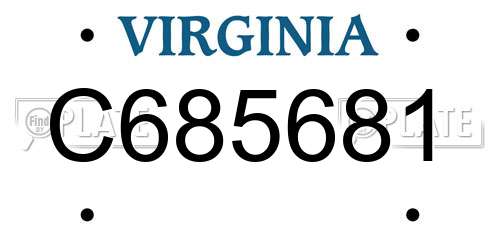 C685681 Virginia License Plate