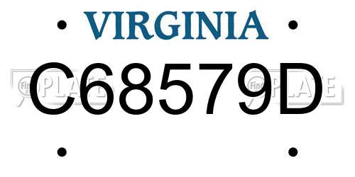 C68579D Virginia License Plate