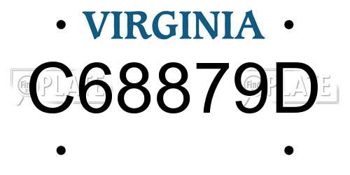C68879D Virginia License Plate