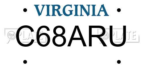 C68ARU Virginia License Plate