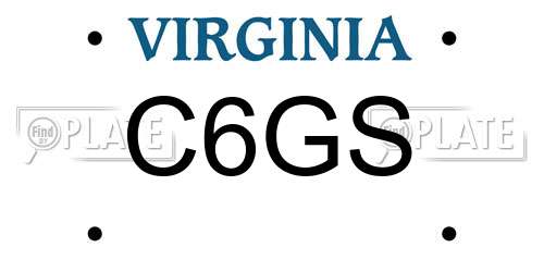 C6GS Virginia License Plate