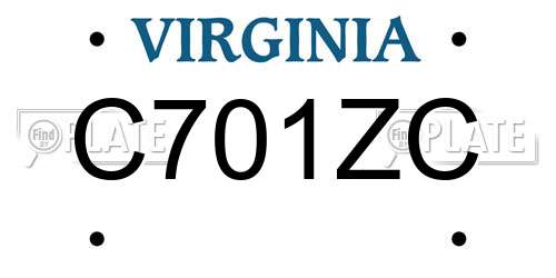 C701ZC Virginia License Plate