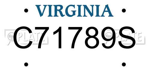 C71789S Virginia License Plate