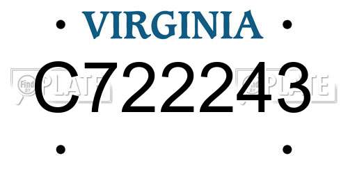 C722243 Virginia License Plate