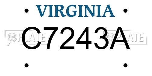 C7243A Virginia License Plate