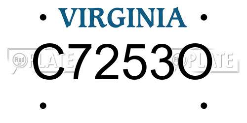 C7253O Virginia License Plate