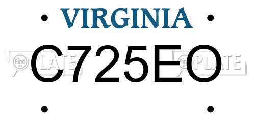 C725EO Virginia License Plate