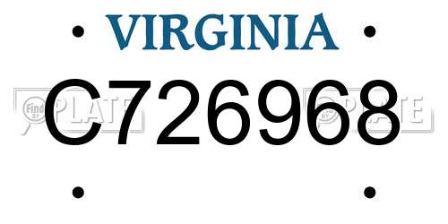 C726968 Virginia License Plate