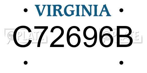 C72696B Virginia License Plate