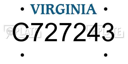 C727243 Virginia License Plate