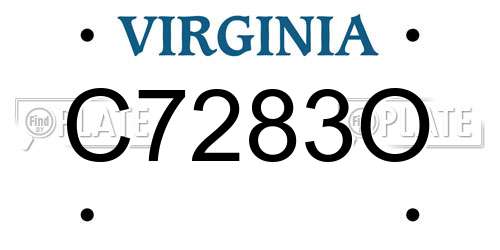 C7283O Virginia License Plate