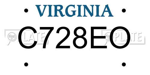 C728EO Virginia License Plate