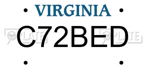 C72BED Virginia License Plate