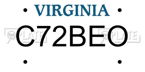 C72BEO Virginia License Plate