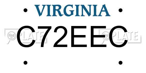 C72EEC Virginia License Plate