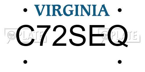 C72SEQ Virginia License Plate