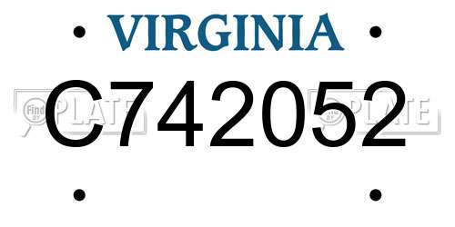 C742052 Virginia License Plate