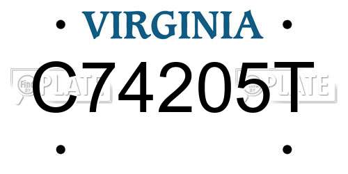 C74205T Virginia License Plate