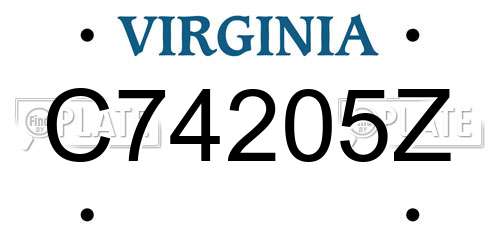 C74205Z Virginia License Plate