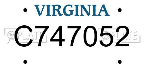 C747052 Virginia License Plate