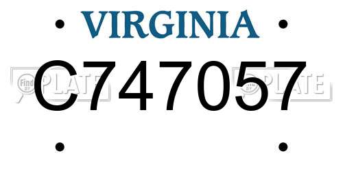 C747057 Virginia License Plate