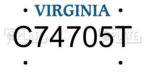 C74705T Virginia License Plate