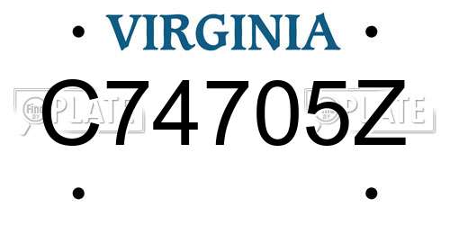 C74705Z Virginia License Plate