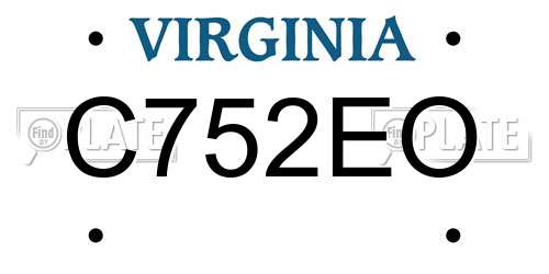 C752EO Virginia License Plate