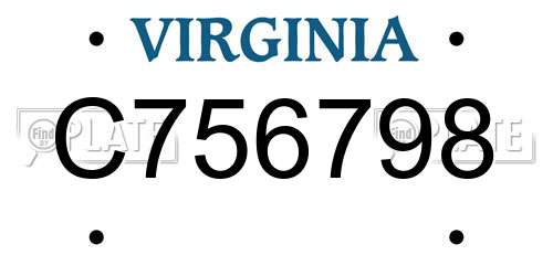 C756798 Virginia License Plate