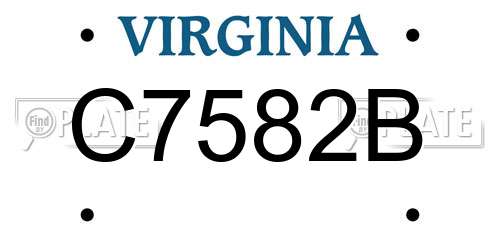 C7582B Virginia License Plate