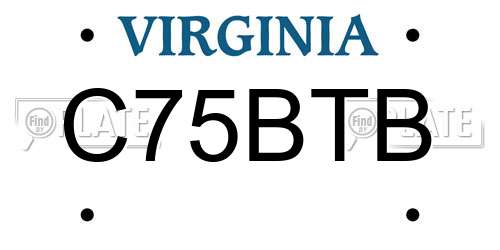 C75BTB Virginia License Plate