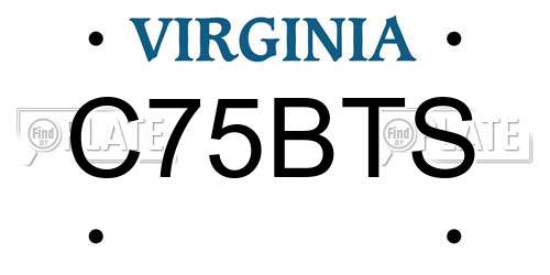 C75BTS Virginia License Plate