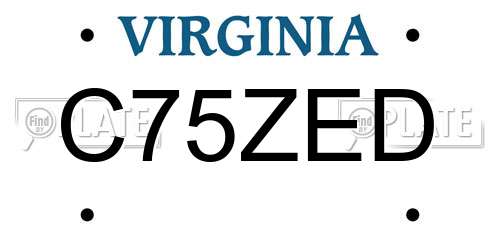C75ZED Virginia License Plate