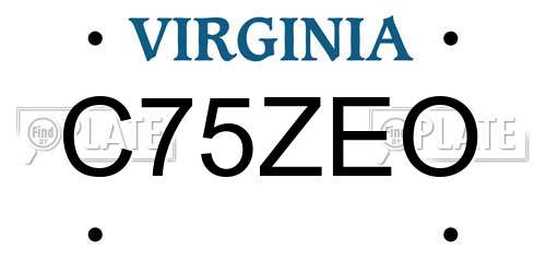 C75ZEO Virginia License Plate