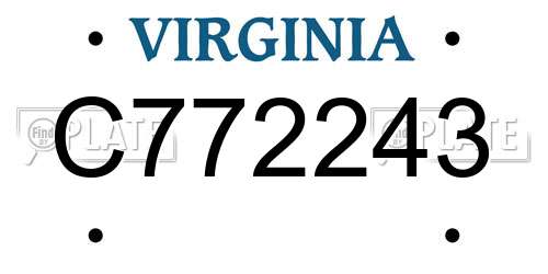 C772243 Virginia License Plate