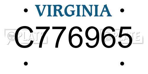 C776965 Virginia License Plate