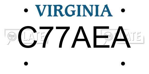 C77AEA Virginia License Plate