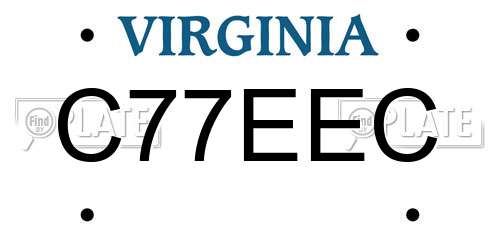 C77EEC Virginia License Plate