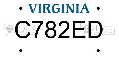 C782ED Virginia License Plate
