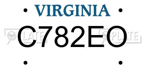 C782EO Virginia License Plate
