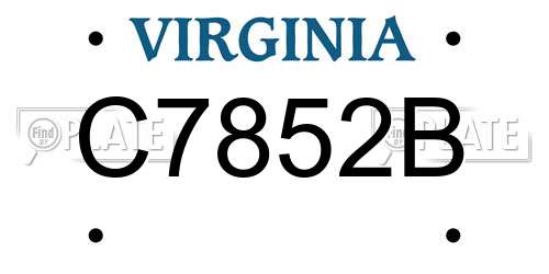C7852B Virginia License Plate