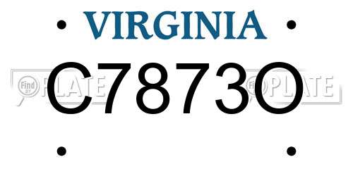 C7873O Virginia License Plate