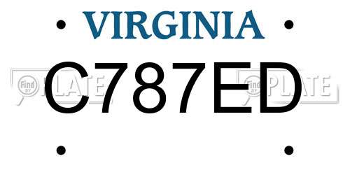 C787ED Virginia License Plate