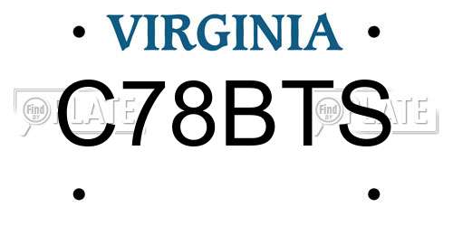 C78BTS Virginia License Plate