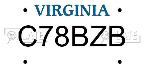 C78BZB Virginia License Plate