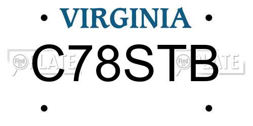 C78STB Virginia License Plate