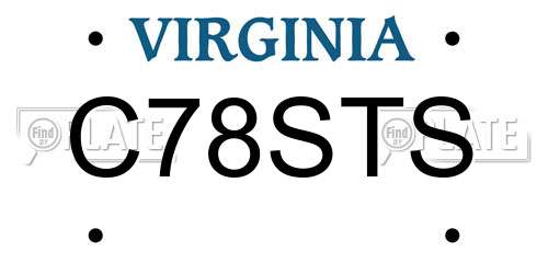 C78STS Virginia License Plate