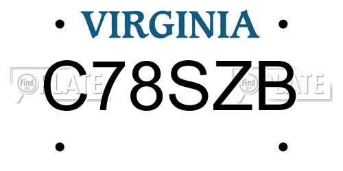 C78SZB Virginia License Plate
