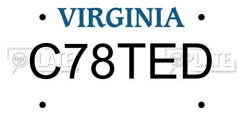 C78TED Virginia License Plate