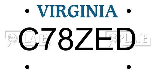 C78ZED Virginia License Plate
